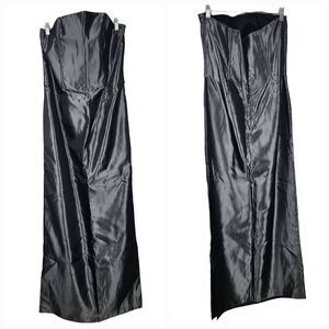 Jessica McClintock Vintage 80s Gunne Sax Silver Taffeta Dress Formal Prom Column